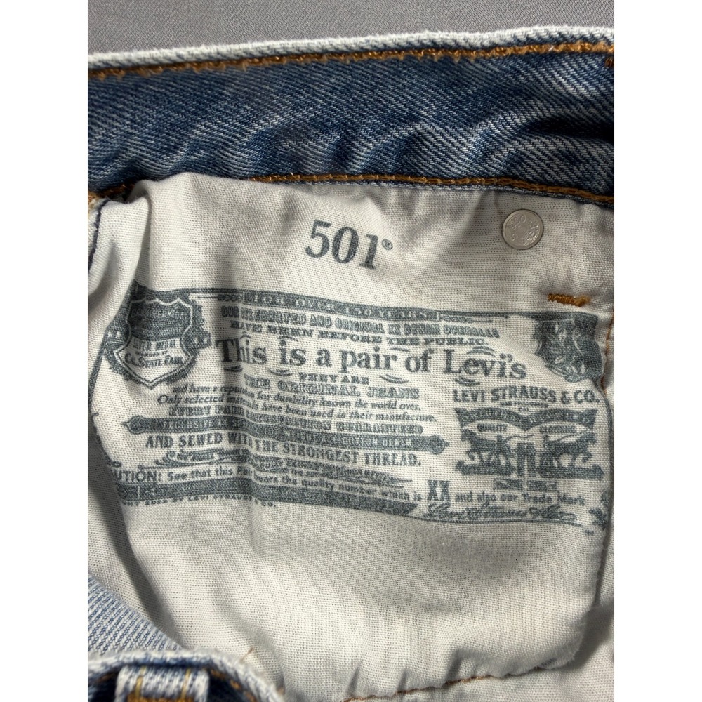 Levis 501 Womens Jeans W24 L30 Lt Wash Distressed Ripped Button Fly 100% Cotton - Picture 4 of 10
